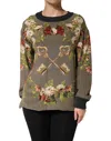 Dolce & Gabbana Enchanted Sicily Silk Crewneck Blouse Sweater In Multi