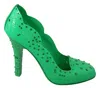 Dolce & Gabbana Enchanting Crystal Cinderella Pumps In Lush Green