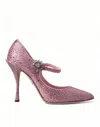 Dolce & Gabbana Pink Strass Crystal Heels Pumps Shoes In Pink