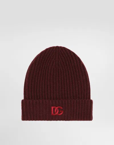 Dolce & Gabbana English Rib Knit Hat In Bordeaux