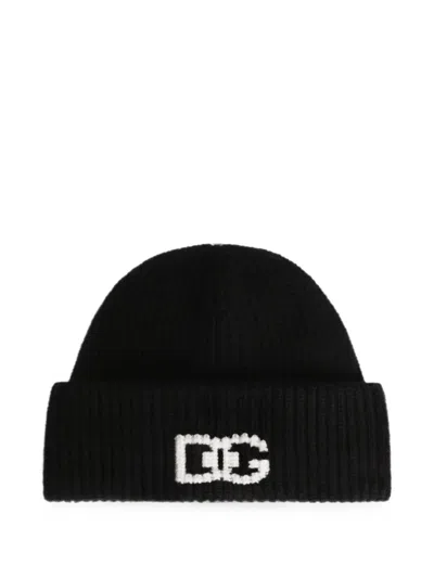 Dolce & Gabbana Englisrib-knit Beanie Hat In Black