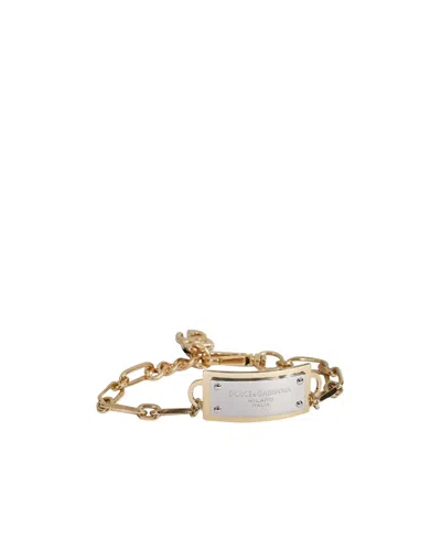 Dolce & Gabbana Engraved Chain-link Bracelet In Yellow