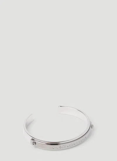 Dolce & Gabbana Engraved Logo Bracelet In Silver