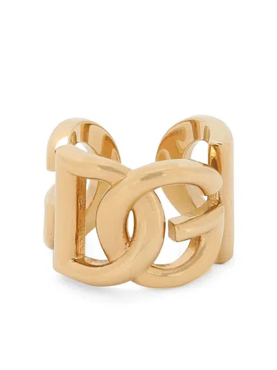 Dolce & Gabbana Engraved Logo Brass Jewelry Piece In Oro