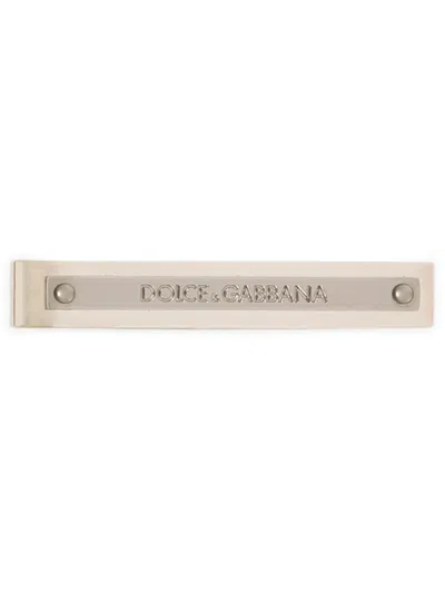 Dolce & Gabbana Engraved-logo Brass Tie Clip In Silver