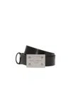 Dolce & Gabbana Engraved-logo Leather Belt In Black