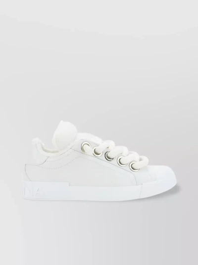 DOLCE & GABBANA ENGRAVED LOGO LOW-TOP LACE-UP SNEAKERS