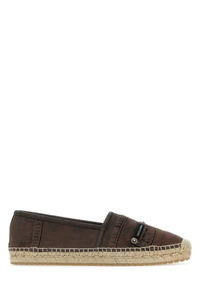 Dolce & Gabbana Brown Denim Espadrilles In Multi
