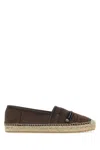 Dolce & Gabbana Canvas Denim Logo-patch Slip-on Espadrilles In Brown