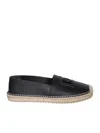 Dolce & Gabbana Logo-embossed Leather Espadrilles In Black