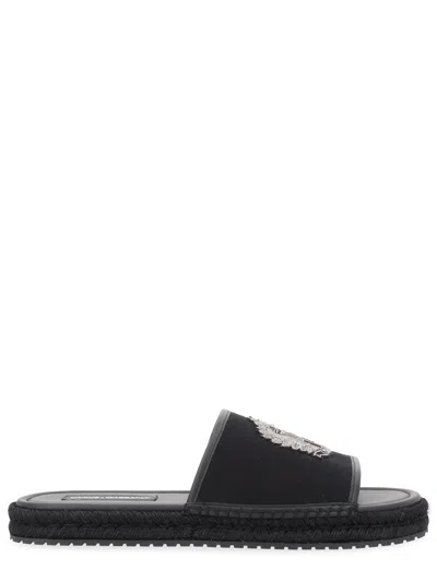 Dolce & Gabbana Espadrille With Logo In Black