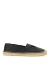 Dolce & Gabbana Logo-embossed Leather Espadrilles In Black