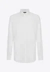 Dolce & Gabbana Slim Fit Long-sleeved Shirt In Stretch Cotton In White