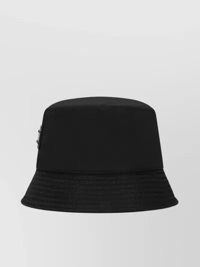 Dolce & Gabbana Essentials Embroidered Logo Cotton Blend Bucket Hat In Black