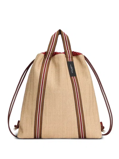 Dolce & Gabbana Essenza Backpack In Raffia In Purple