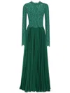 Dolce & Gabbana Silk-blend Lace And Pleated Chiffon Gown In Green