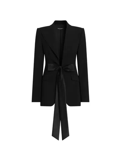 Dolce & Gabbana Turlington Single-breasted Jacket In Micro-ribbed Fabric In Black
