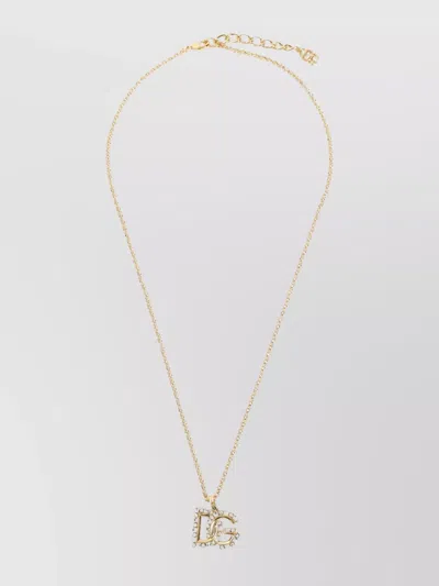Dolce & Gabbana Everyday Necklace Crystal Pendant Chain Adjustable Length In Neutrals