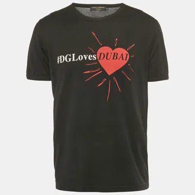 Pre-owned Dolce & Gabbana Exclusive Black Printed Jersey T-shirt Xl