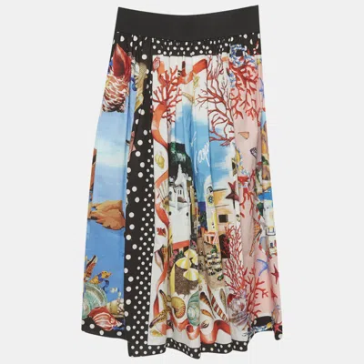 Pre-owned Dolce & Gabbana Exclusive Kids Capri Print Cotton Midi Skirt 9/10 Yrs In Multi