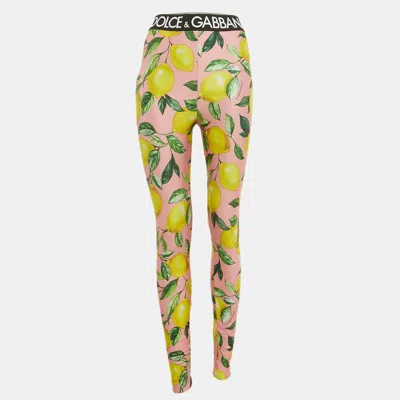 Pre-owned Dolce & Gabbana Exclusive Pink Lemon Print Jersey Pants M