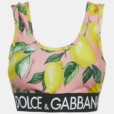 Pre-owned Dolce & Gabbana Exclusive Pink Limoni Fdo Rosa Print Sports Bra M