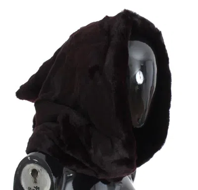 Dolce & Gabbana Exclusive Purple Weasel Fur Hooded Women's Scarf In Black