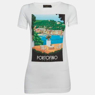Pre-owned Dolce & Gabbana Exclusive White Portofino Print Jersey T-shirt Xs