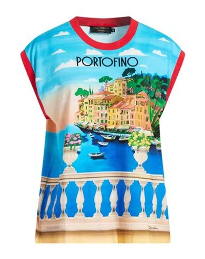 Dolce & Gabbana Exclusive Woman T-shirt Light Blue Size 6 Cotton