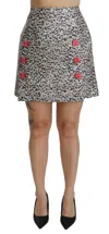 Dolce & Gabbana Silver Pattern A-line High Waist Skirt