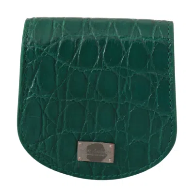 Dolce & Gabbana Exquisite Exotic Skin Coin Case Wallet In Green