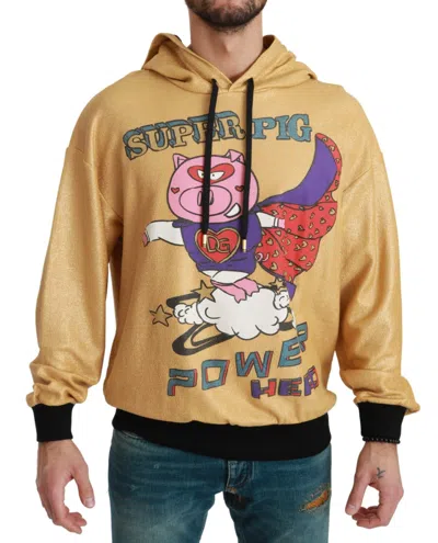 Dolce & Gabbana Glitter-finish Graphic-print Hoodie In Brown