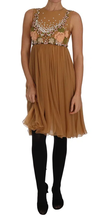 DOLCE & GABBANA EXQUISITE GOLD SILK A-LINE DRESS