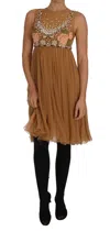 Dolce & Gabbana Crystal Silk Gold A-line Gown Dress In Gold