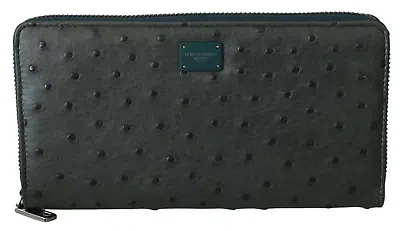 Pre-owned Dolce & Gabbana Exquisite Green Ostrich Leather Continental Wallet