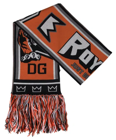 Dolce & Gabbana Dg Royals Tiger-print Fringed Scarf In Orange