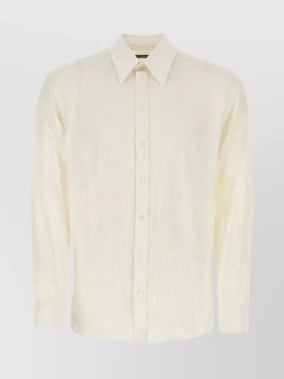 Dolce & Gabbana Extended Back Silk Shirt In Cream