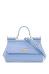 Dolce & Gabbana Light Blue Sicily Patent Small Satchel Bag In Carta Zucchero 6 (light Blue)