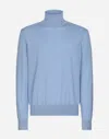 Dolce & Gabbana Extra-fine Cashmere And Silk Turtleneck Sweater In Azure