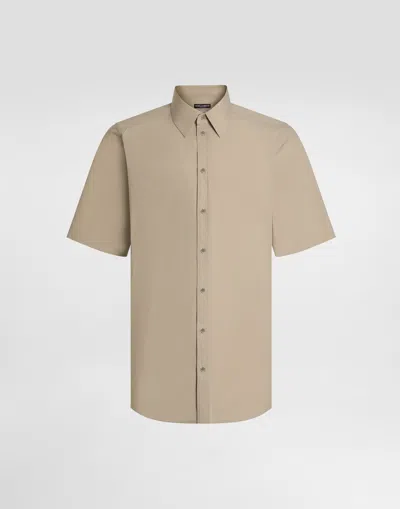 Dolce & Gabbana Extra Fine Poplin Gold Shirt In Brown