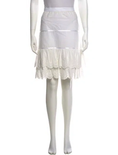 Pre-owned Dolce & Gabbana Eyelet Trim Knee-length Skirt In White
