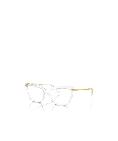 Dolce & Gabbana Dolce  Gabbana Eyewear Rectangular Frame Glasses In White