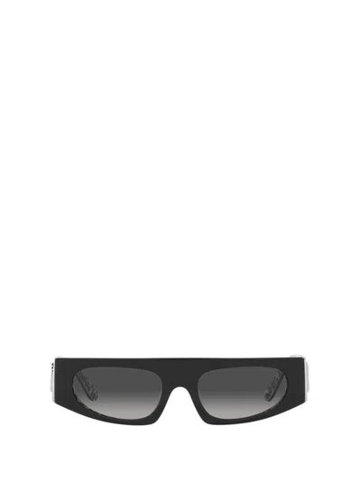 Dolce & Gabbana Gradient-effect Rectangle-frame Sunglasses In Black