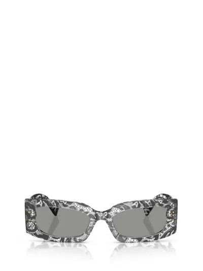 Dolce & Gabbana Floral Rectangle-frame Sunglasses In Multi