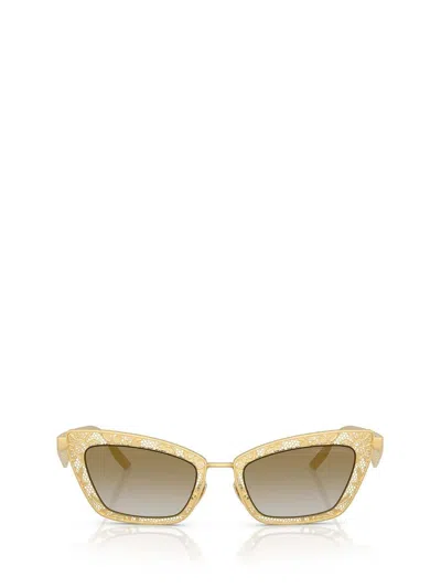 Dolce & Gabbana Dg2311 Lace Cat Eye Sunglasses In Matte Gold