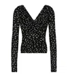 Dolce & Gabbana Stretch Tulle Top With Crossover Neckline And Polka Dot Print In Multi