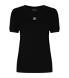 Dolce & Gabbana Black T-shirt With Logo Decorated With Crystals On The Front In Cotton Woman In Multi