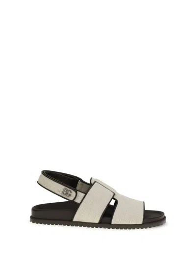 Dolce & Gabbana Fabric And Leather Sandals In Animal Print
