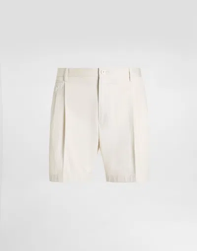 Dolce & Gabbana Fabric Bermuda Shorts In Neutral