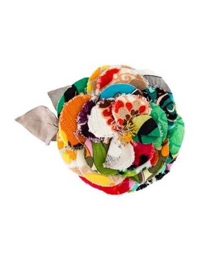 Pre-owned Dolce & Gabbana Fabric Flower Brooch In Multi